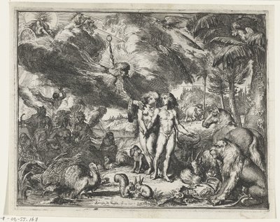 Adamo ed Eva nel paradiso da Romeyn de Hooghe