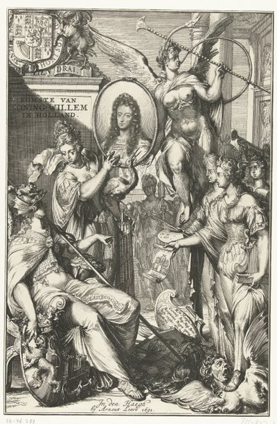 Frontespizio allegorico con ritratto di Guglielmo III da Romeyn de Hooghe