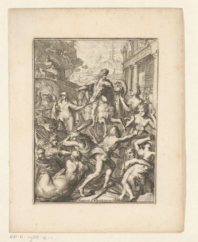 Rappresentazione allegorica di Guglielmo III a cavallo da Romeyn de Hooghe