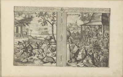 Bomen, dieren en noten; Verering van godsbeelden da Romeyn de Hooghe