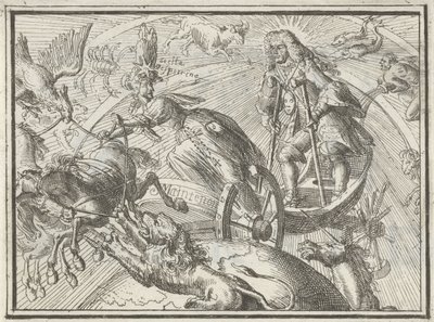 Caricatura che raffigura Luigi XIV come Apollo sul suo carro, 1701 da Romeyn de Hooghe