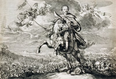 Glorificazione di Giovanni Sobieski III (1629-96) nella battaglia di Chocim, 1674 da Romeyn de Hooghe