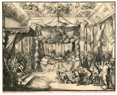 La regina Maria II Stuart sul letto di morte, 1695 da Romeyn de Hooghe