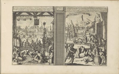 Casa di guardia in Giappone; Giocolieri e acrobati da Romeyn de Hooghe
