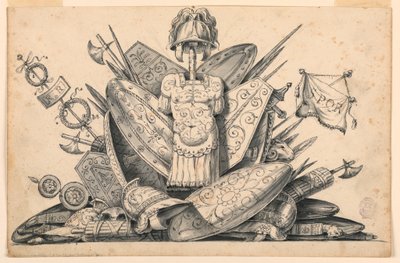 Disegno, Trofeo di armi, 1830-1850 da Romolo Achille Liverani