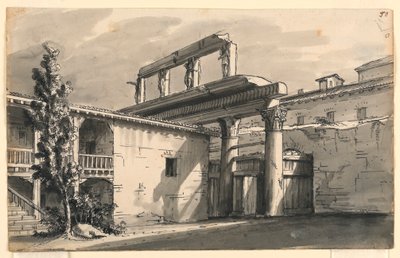 Scenografia, corte tra le rovine da Romolo Achille Liverani