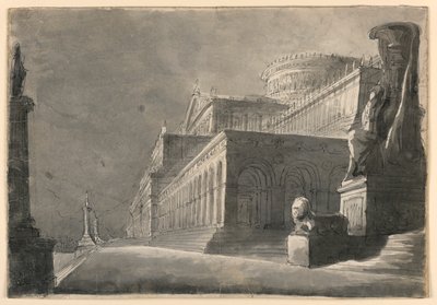 Scenografia, esterno di un palazzo enorme da Romolo Achille Liverani