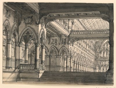 Scenografia, interno di una sala gotica da Romolo Achille Liverani