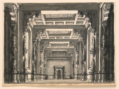 Progetto scenico, interno di una sala gotica da Romolo Achille Liverani
