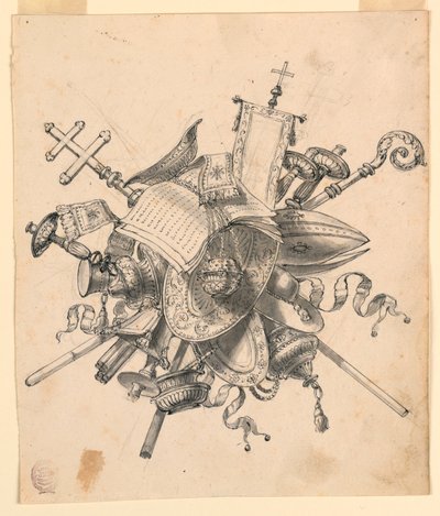 Trofeo con oggetti ecclesiastici da Romolo Achille Liverani