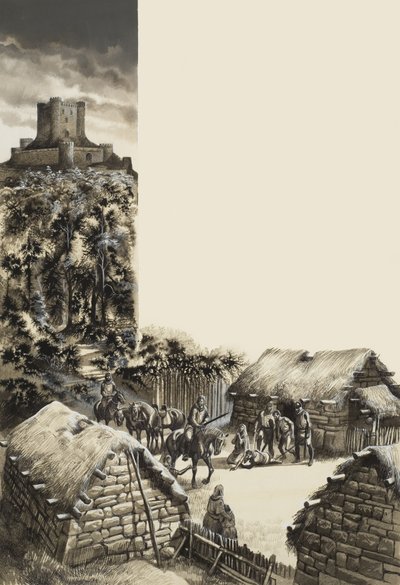 Villaggio medievale (gouache su carta) da Ron Embleton
