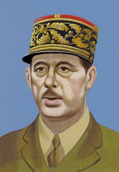 Ritratto di Charles De Gaulle (gouache su carta) da Ron Embleton
