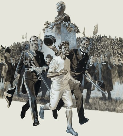 Spiridon Louis (guazzo su carta) da Ron Embleton