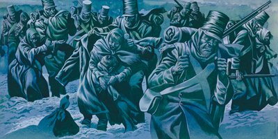 La ritirata a Corunna (gouache su carta) da Ron Embleton