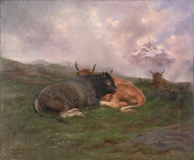 Bovini a riposo su una collina nelle Alpi, 1885 da Rosa Bonheur