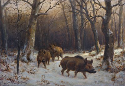 Francese:  Sangliers dans la neige Cinghiali nella neve da Rosa Bonheur