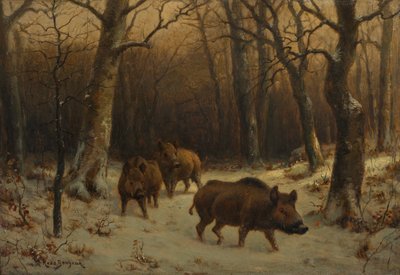 Cinghiali nella neve, c.1872-77 da Rosa Bonheur