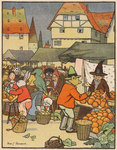 Al mercato dei giochi (litografia a colori) da Rosa Petherick