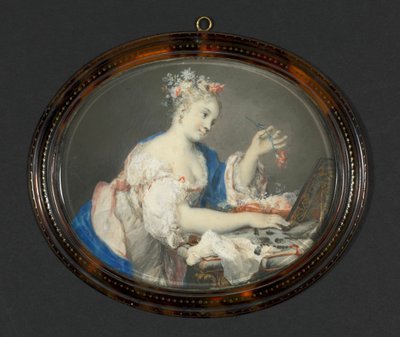 Una Donna che Si Mette Fiori nei Capelli, c. 1710 da Rosalba Carriera