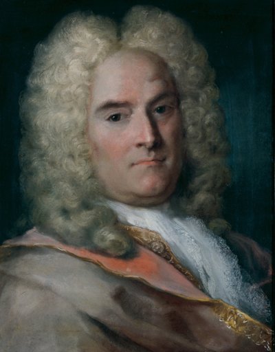 Un gentiluomo con un mantello grigio sopra un cappotto ricamato in oro da Rosalba Giovanna Carriera