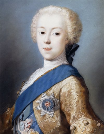 Ritratto del principe Carlo Edoardo Stuart, busto, di profilo a sinistra da Rosalba Giovanna Carriera