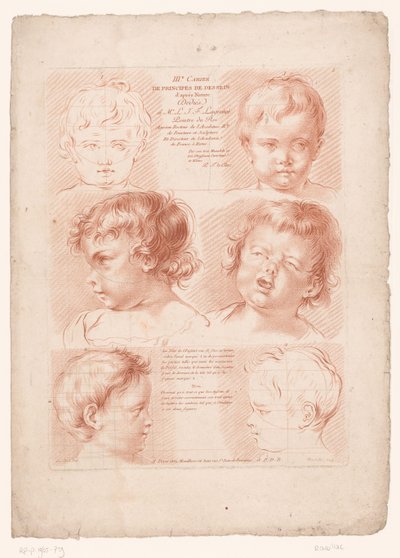 Pagina del titolo con sei teste di bambini, di cui due in rappresentazione schematica da Louis François Roubillac