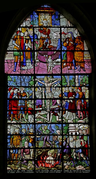 Vetrata raffigurante scene della vita di San Dionigi, 1530-40 da Rouen School