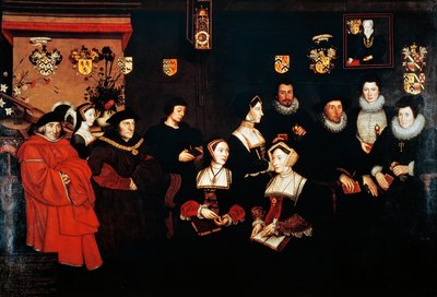 Sir Thomas More, suo padre, la sua famiglia e i suoi discendenti, circa 1593 da Rowland Lockey