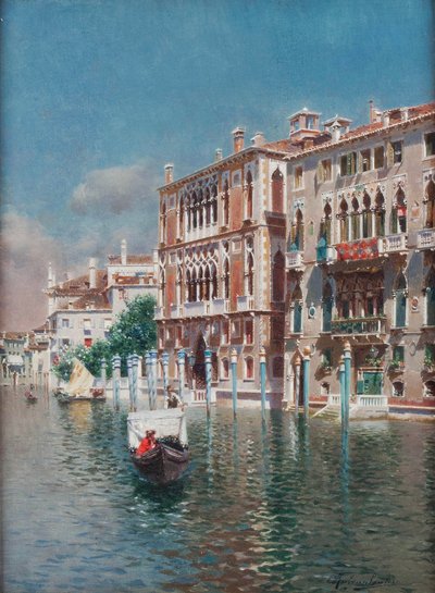 Una gondola davanti al Palazzo Cavalli-Franchetti e Palazzi Barboro, Venezia da Rubens Santoro