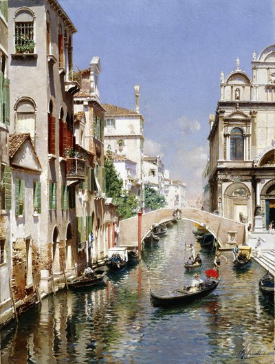 Un canale veneziano con la Scuola Grande di San Marco e Campo San Giovanni e Paolo, Venezia da Rubens Santoro