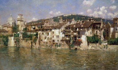 Adige a Verona, di Rubens Santoro, olio su tela da Rubens Santoro