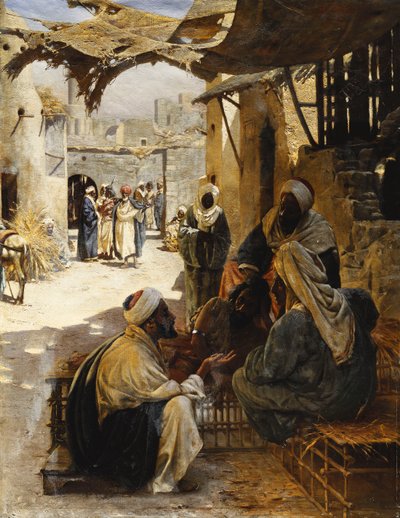 Arabi che conversano in una strada del villaggio, 1894 da Rudolf Der G. Swoboda