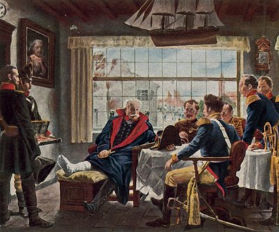 Blücher riceve la medaglia e il cappello di Napoleone dopo la battaglia di Waterloo da Rudolf Eichstaedt