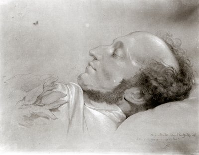 Felix Mendelssohn (1809-47) sul letto di morte, c.1847 da Rudolf Julius Benno Huebner