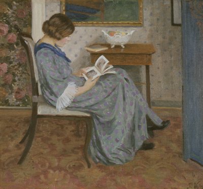 Lettore in blu, circa 1908 da Rudolf Vejrych