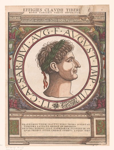 Ritratto di Claudio Tiberio in una cornice architettonica da Rudolf Wyssenbach