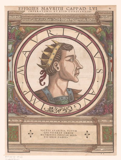 Ritratto di Mauritius Cappadocius in cornice architettonica da Rudolf Wyssenbach