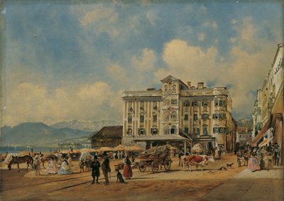 Il municipio di Gmunden da Rudolf von Alt