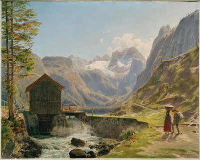 Il Dachstein nel Salzkammergut dal Vorderen Gosausee da Rudolf von Alt