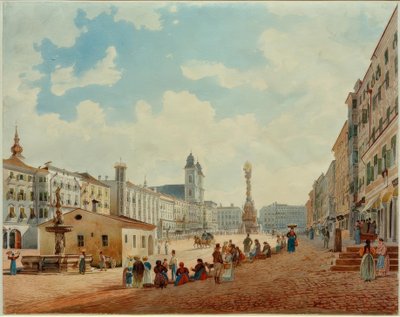 La piazza principale di Linz da Rudolf von Alt