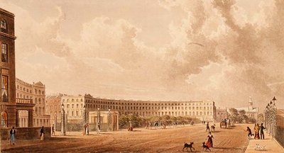 Il Crescent, Portland Place, acquatinta pubblicata nel 1822 da Rudolph Ackermann