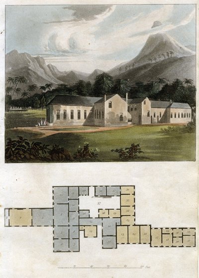 Vista e pianta della Longwood House, Sant