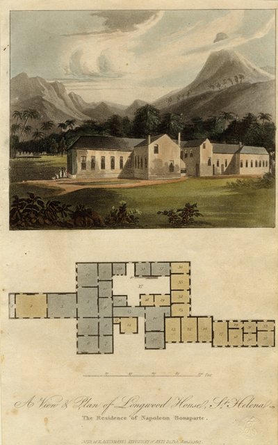 Vista e pianta della Casa di Longwood, Sant