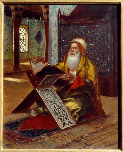 La scrivania Un imam che legge il Corano. Dipinto di Rudolph (o Rudolphe) Ernst (1854-1932) 19° secolo Nantes, Museo delle Belle Arti da Rudolphe Ernst
