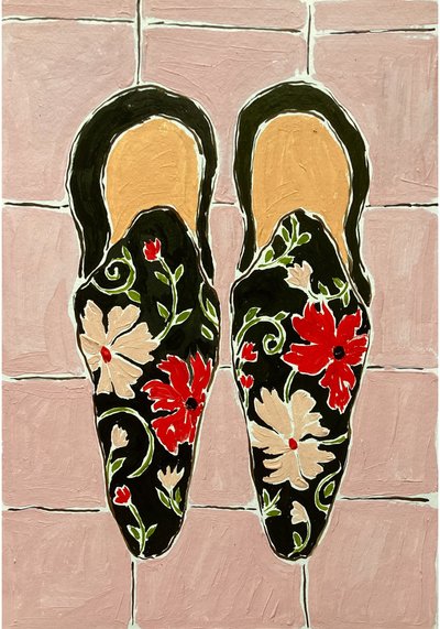 Eleganti pantofole a motivi floreali da Rushati Chowdhury
