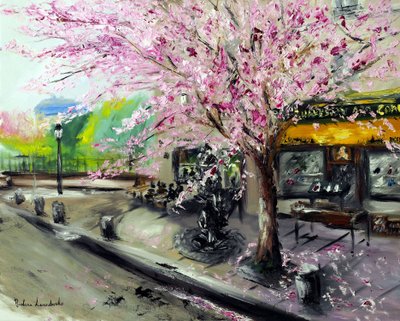 Fiori di ciliegio presso Shakespeare & Company Parigi da Ruslana Levandovska