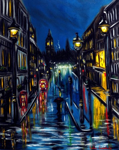 Sera a Londra, 2025 (olio su tela) da Ruslana Levandovska