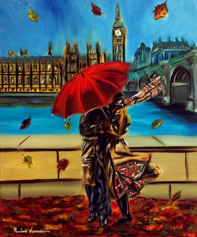 Abbraccio di Londra, 2025 (olio su tela) da Ruslana Levandovska