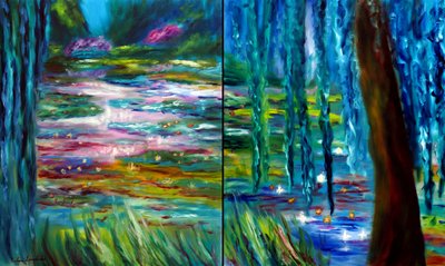 Dittico di Monet Giardino giapponese di Giverny, 2024 (olio su tela) da Ruslana Levandovska