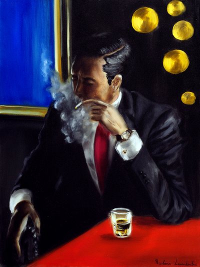 Riflessione noir, 2024 (olio su tela) da Ruslana Levandovska